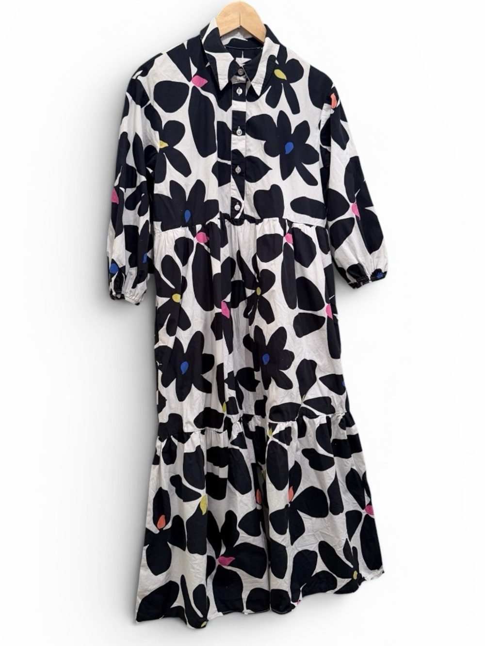 MAEVE x ANTHROPOLOGIE The Bettina Tiered Midi Shirt Dress M - Picture 5 of 12